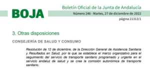 Esquema o portada relacionados con la organización del transporte sanitario en Andalucía