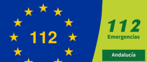 Logotipo oficial del servicio de emergencias 112 Emergencias Andalucía con estrellas de la Unión Europea