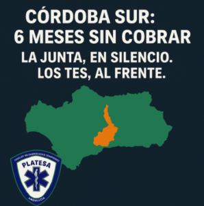 Cartel PLATESA denunciando 6 meses sin cobrar de los TES del sur de Córdoba