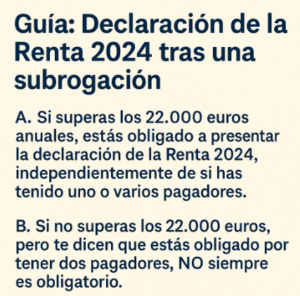 Infografía PLATESA guía declaración renta 2024 para TES tras subrogación