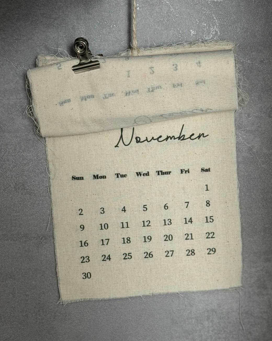 vintage fabric calendar for november display