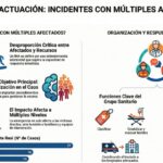Infografía sobre el protocolo de actuación ante incidentes con múltiples afectados IMA con clasificación, estabilización y evacuación