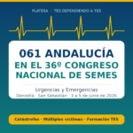 Cartel del 061 de Andalucia en el 36 Congreso Nacional de SEMES, Donostia, 3 al 5 de junio de 2026.