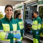 Técnicos en Emergencias Sanitarias junto a una ambulancia del SAS — bolsa única de promoción interna temporal (PIT)